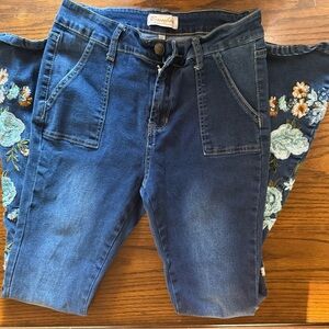 Dark Blue Junior’s Embroidered Jeans